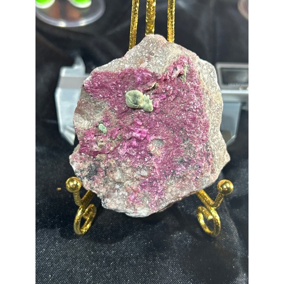 Other - Natural Rare Roselite Crystal Specimen with Malachite Magenta Pink Druzy